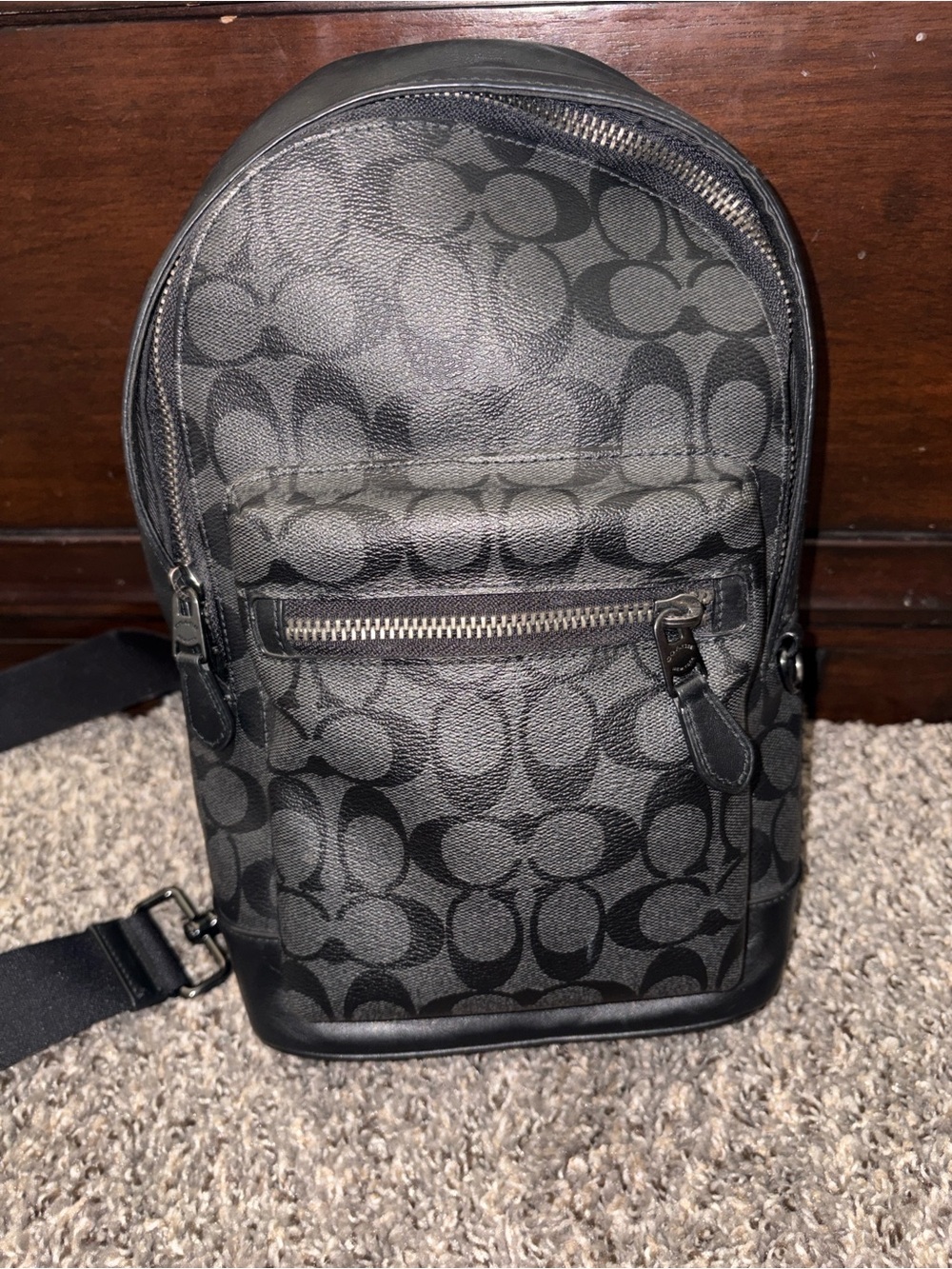 Coach Signature Crossbody Sling Bag in Black/Gray